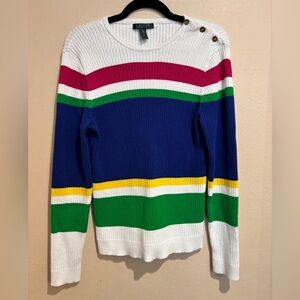 Bright and Luxurious Ralph Lauren Knit Sweater w/ Button Embellishments, size XL